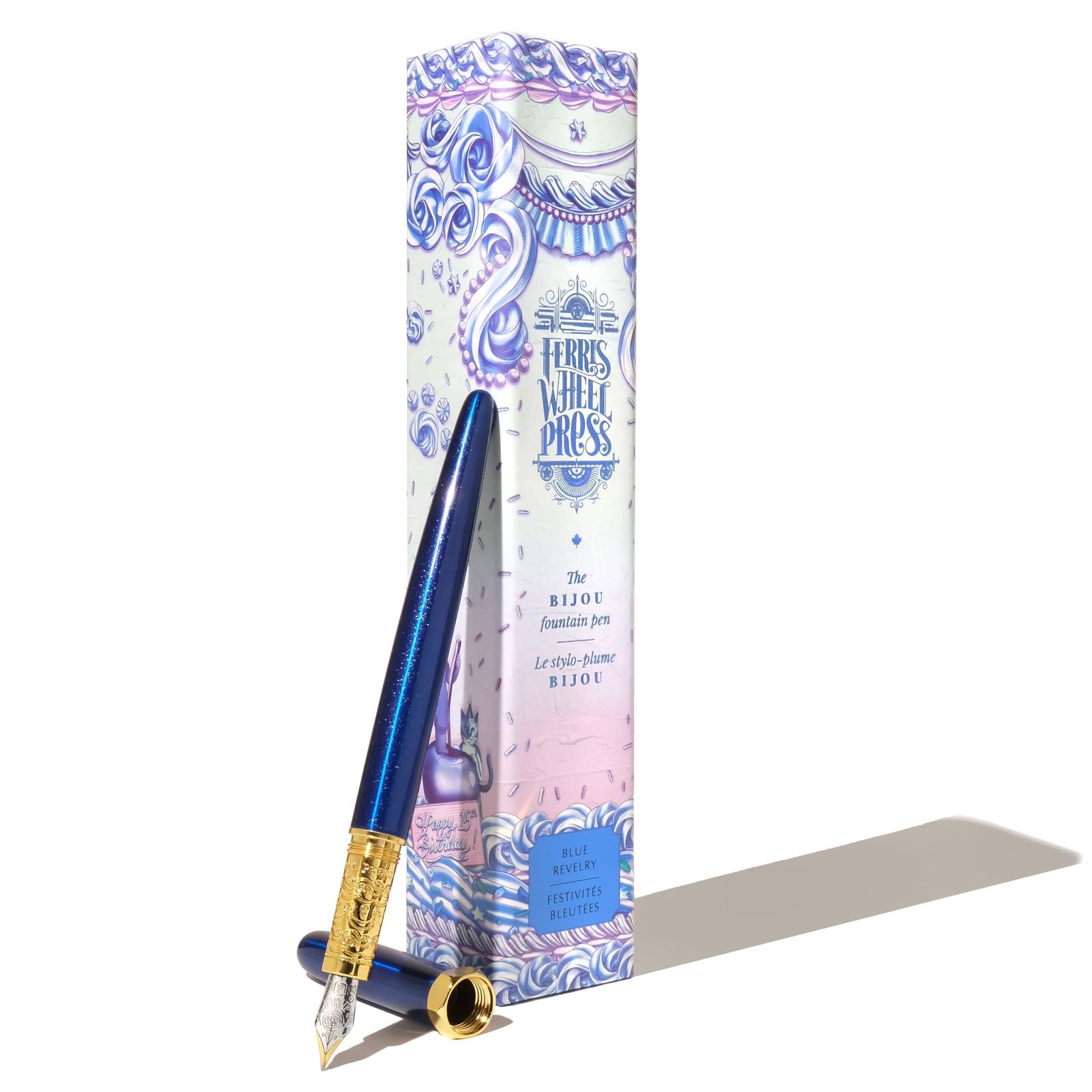 新品 Ferris Wheel Press Bijou Fountain Pen Blue Revelry Double Gold Plated Sapphire Lacquer Finish Two-Tone Steel Nib Fine Nib