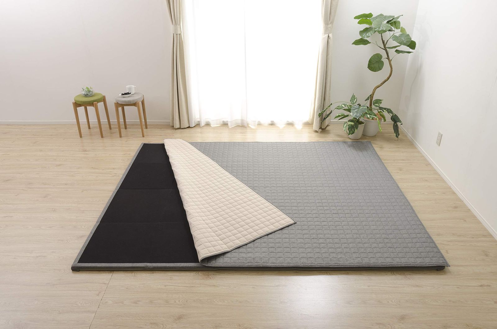 新品 セルタン ラグマット Lサイズ カバーが洗える 和楽のZONIA アッシュグレー 日本製 A827a-625GRY
