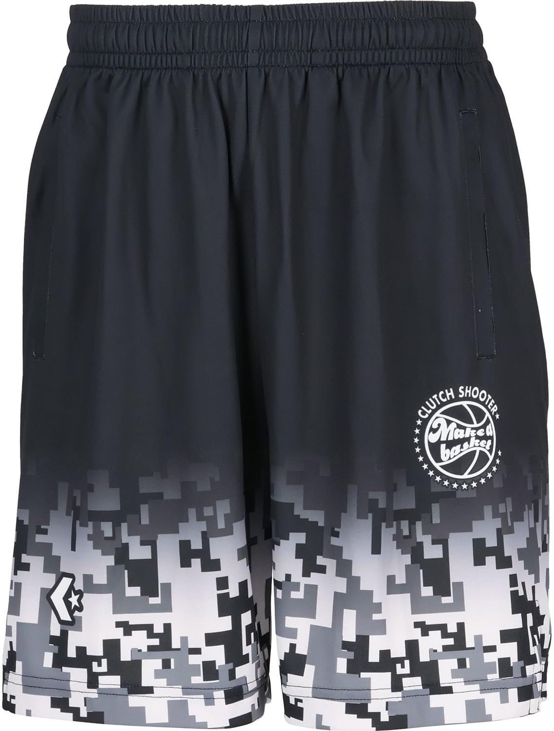 新品 [コンバース] バスケ ショートパンツ プラクティスパンツ ポケット付き 吸汗 速乾 CB252866 男女兼用 ブラック×グレー O