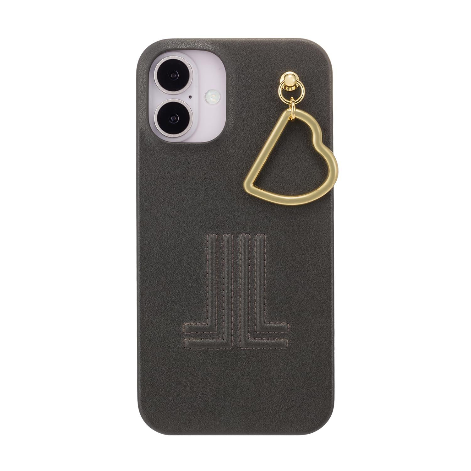 新品 [LANVIN en Bleu] iPhone 16 Plus スリムラップケース Slim Wrap Case with Heart Charm 正規品 ランバンオンブルー (Gray)