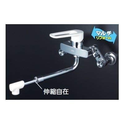新品 KVK 楽締めソケット付シングル混合栓(伸縮自在パイプ付) MSK110KRJRS