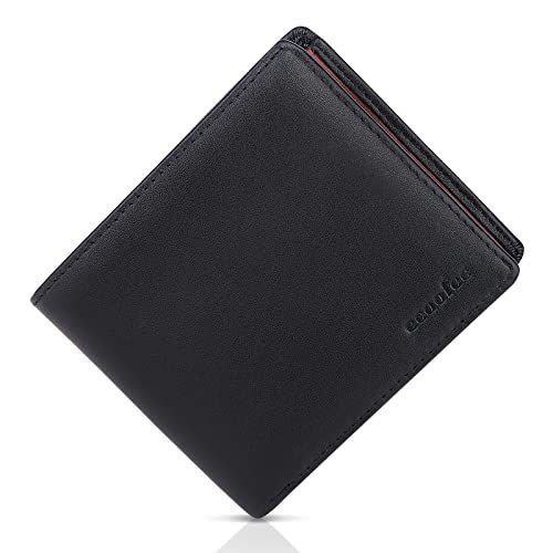 ☆新品☆[ecoofee] 財布 メンズ 二つ折り 本革 薄い ボックス型小銭入れ 一流 の 財布 職人 が 作る 二つ折り財布 サイフ コンパクト (Black) c5d68acb