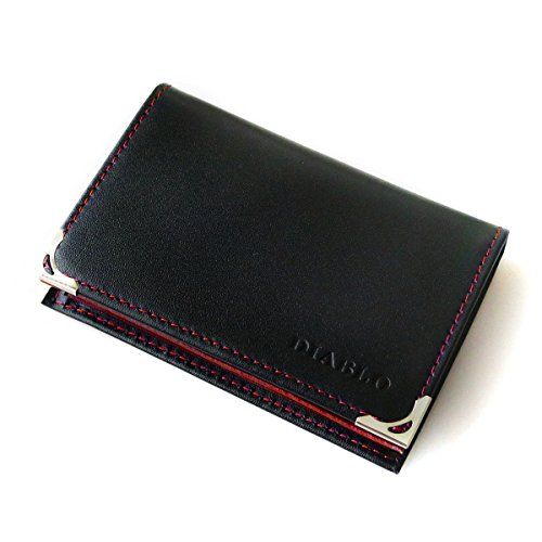 ☆新品☆[ディアブロ] 名刺入れ メンズ 馬革×牛革 ビジネス カードケース 【KA-1043】 (ブラック×レッド) 38ec0905