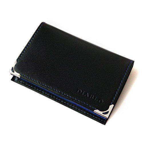 ☆新品☆[ディアブロ] 名刺入れ メンズ 馬革×牛革 ビジネス カードケース 【KA-1043】 (ブラック×ブルー) ea298e1d