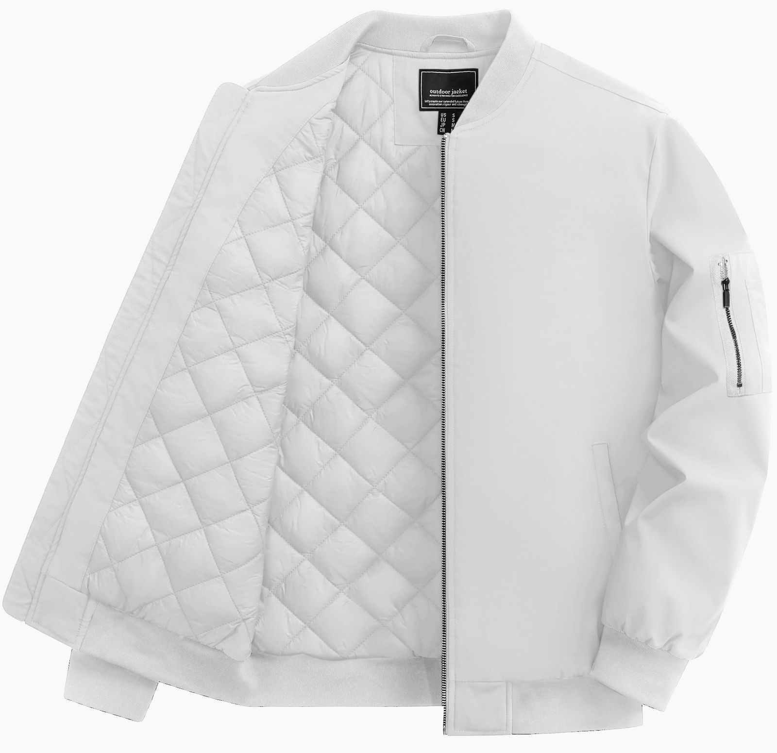 新品 [TACVASEN] ジャンパー メンズ バイク ジャケット 秋冬 シンプル 無地 作業 釣り ブルゾン 仕事 スポーツウェア 撥水 キルティング 中綿入れ ホワイト XL