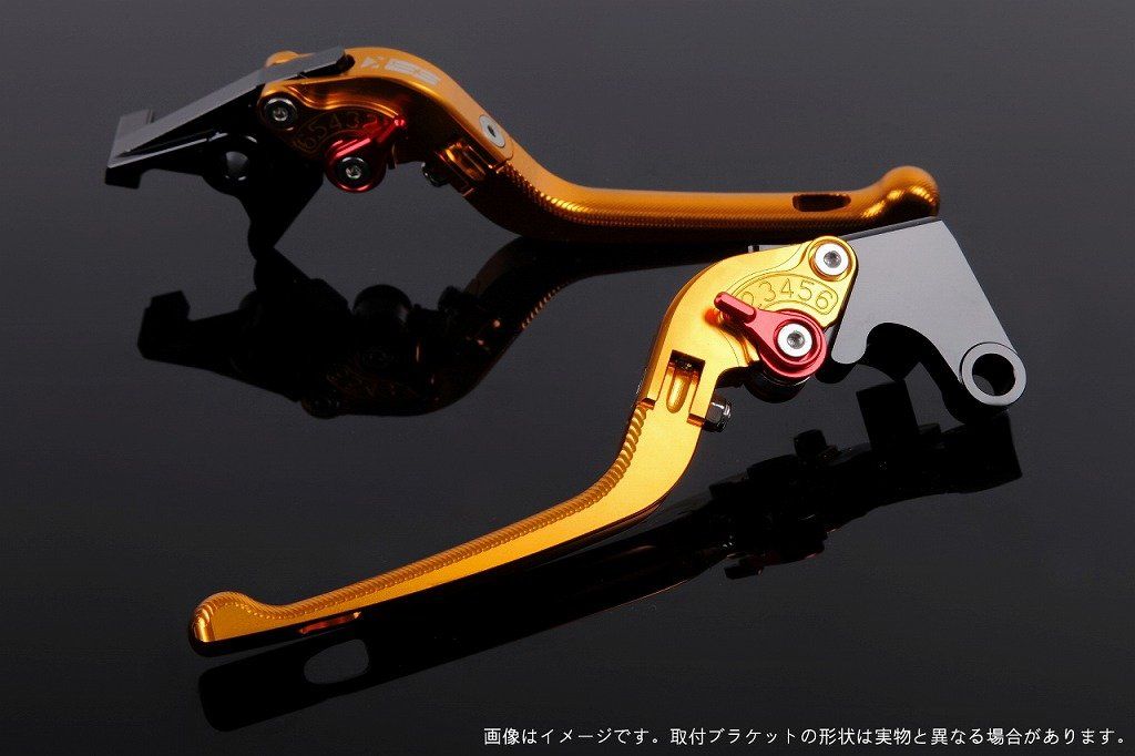新品 3D可倒式アジャストレバー ブレーキ&クラッチセット レバー色:ゴールド アジャスト色:レッド (GSX-R1000 09-13)/(GSX-R750 11-13)/(GSX-R600 11-13)