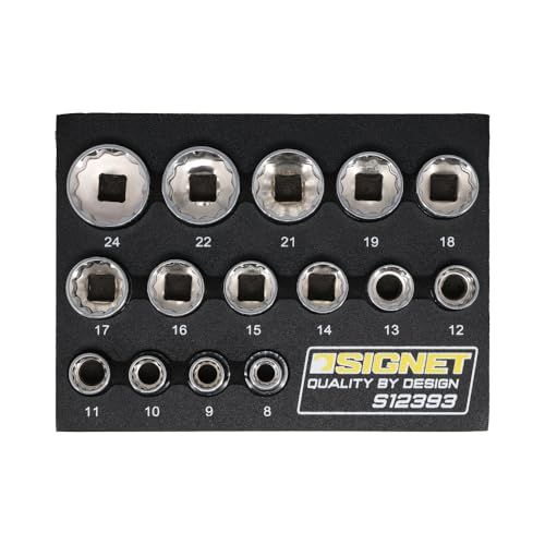 SIGNET(シグネット) 3/8DR 15点組 12角 ミラー仕上げソケットセット DESIGNトレー 12393so 5cc6909e