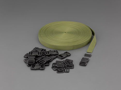 新品 エスコ 25x1.2mmx50m平織バンド・バックルセット(OD色) EA628PT-525