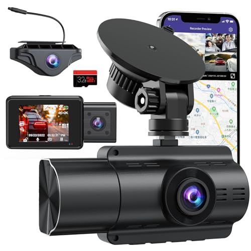 tadpole ドライブレコーダー 4K 3カメラ 500万画質 小型ドラレコ 前後カメラ 360度 全方位保護 超強暗視機能 Sony Starvisセンサー WDR HDR WiFi GPS機能搭載 2インチIPS 赤外線搭載 動体検知 b5a3ef55