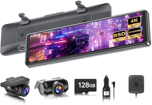 【再進化分離式・128GBカード付属・4K・BSD運転補助 】 ドライブレコーダー ミラー型 分離【フロント 4K+リア 2.5Kへ進化】 IMX415センサー 800万画素 音声制御 WDR機能 駐車監視 GPS 電波干渉対策 暗視機能 録 80b3b91c