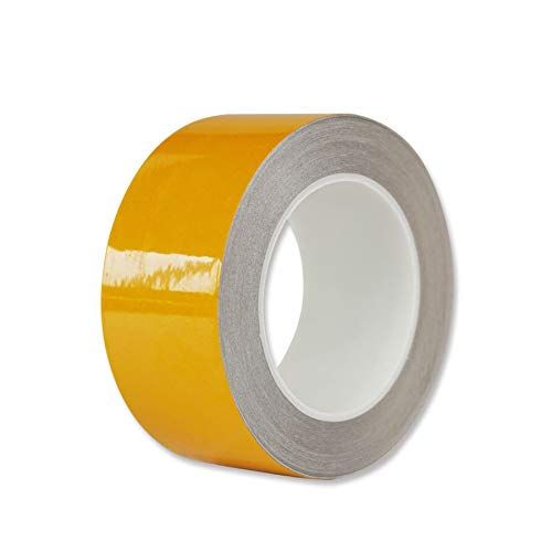 新品 再帰反射ラインテープ 黄 幅50mm x 22m 厚さ0.16mm PET 高視認性 【10巻】