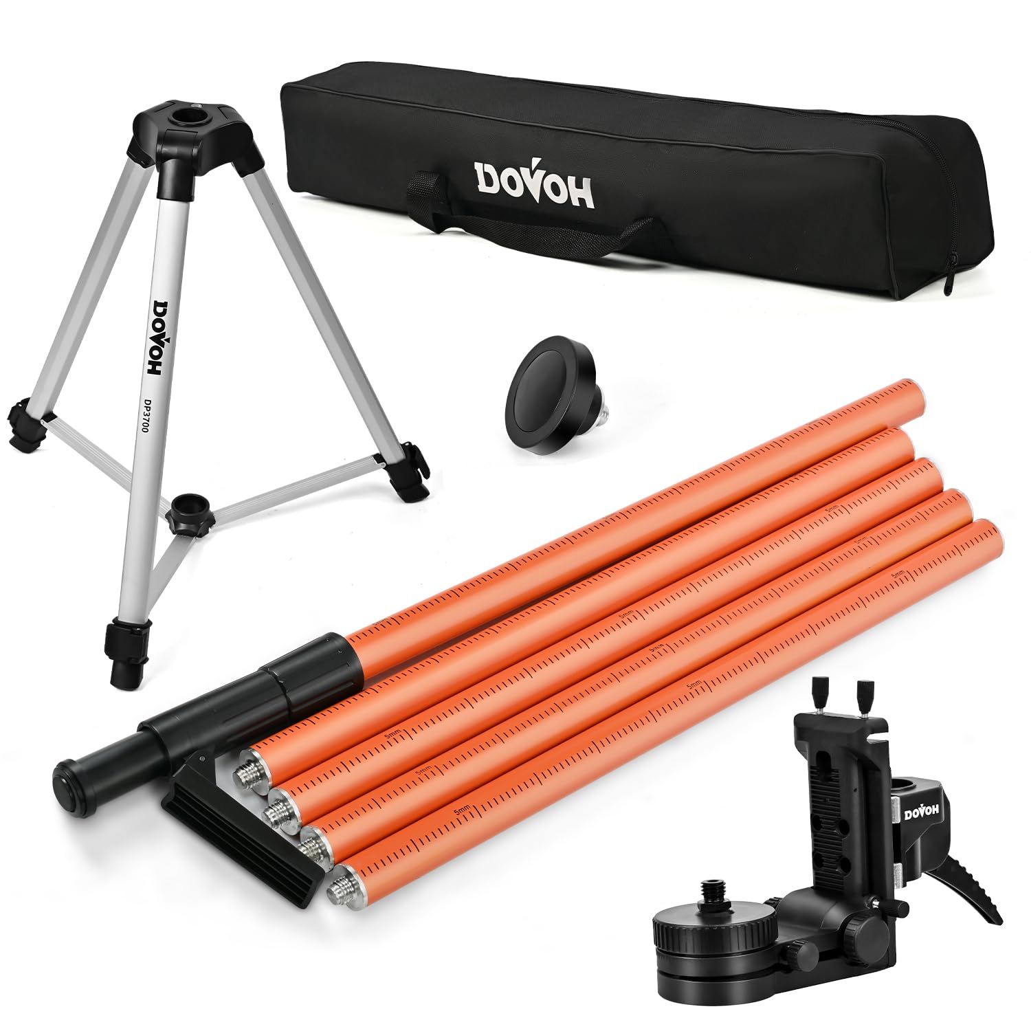 DOVOH 伸縮式レーザーレベルポール レーザー墨出し器 三脚+ロッド アルミ合金三脚+磁気ブラケット付 3.7m 1/4”-20 & 5/8”-11 両用マウントブラケット対応 天井/床工事用 DP3700(沖縄・離島の方発送不可）) d8ce6af8