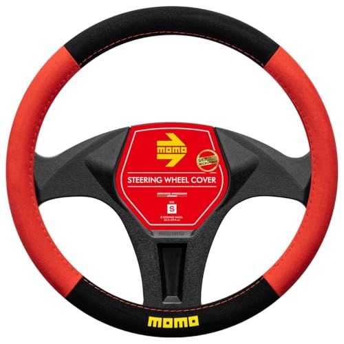 MOMO モモ EASY MICROFIBER イージーマイクロファイバー ハンドルカバー ステアリングカバー ITALY イタリア ミラノ Sサイズ ブラック&レッド×レッドステッチAR 1c3f1121
