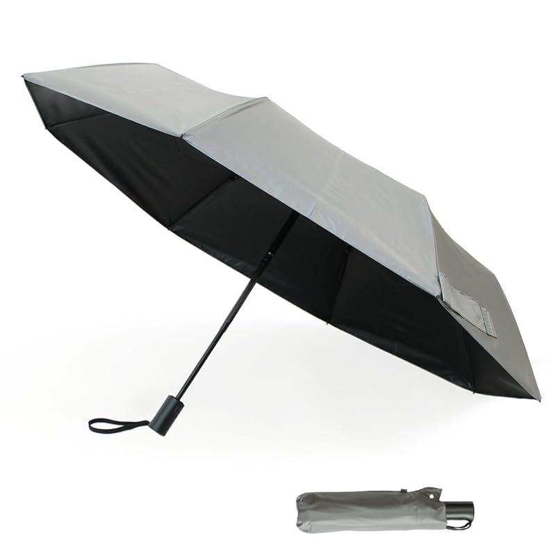 【新品】 【男の日傘】 折りたたみ傘 軽量 晴雨兼用 自動開閉 カーボン/8本骨/親骨55cm/260g/完全遮光/ワンタッチ/UVカット/撥水/日傘/雨傘/メンズ・レディース/一級遮光/コンパクト/特許/安全機構/男女兼用 サテングレー