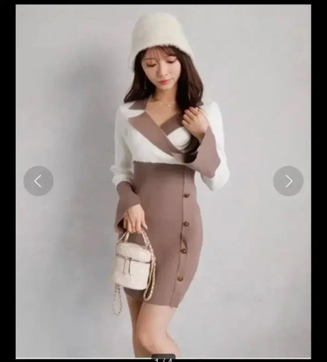 バイカラー Classic ボタン リボン ONE PIECE リップサービス スナ系 Girl 量産型 日本女子スタイル