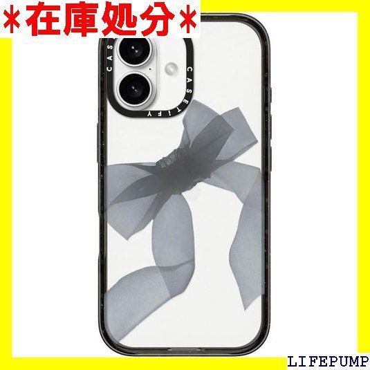 CASETiFY インパクト iPhone 16 ケース スリム / 2.5mの落下試験をクリア MIL規格4倍相当 / ワイヤレス充電に対応 - Black Organza Ribbon - クリア ブラック 1776