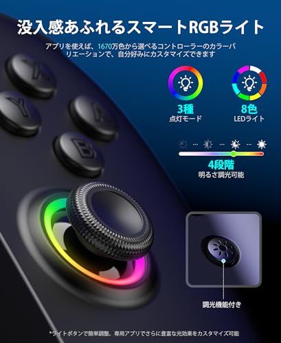 【新品】スイッチ 2 コントローラー RGBライト マクロ機能 携帯モード グリップコントローラープログラム編集 ジャイロセンサー搭載 振動 連射機能 無線 1000mAh大容量 Switch1/OLEDに対応しない e1b6f8e5