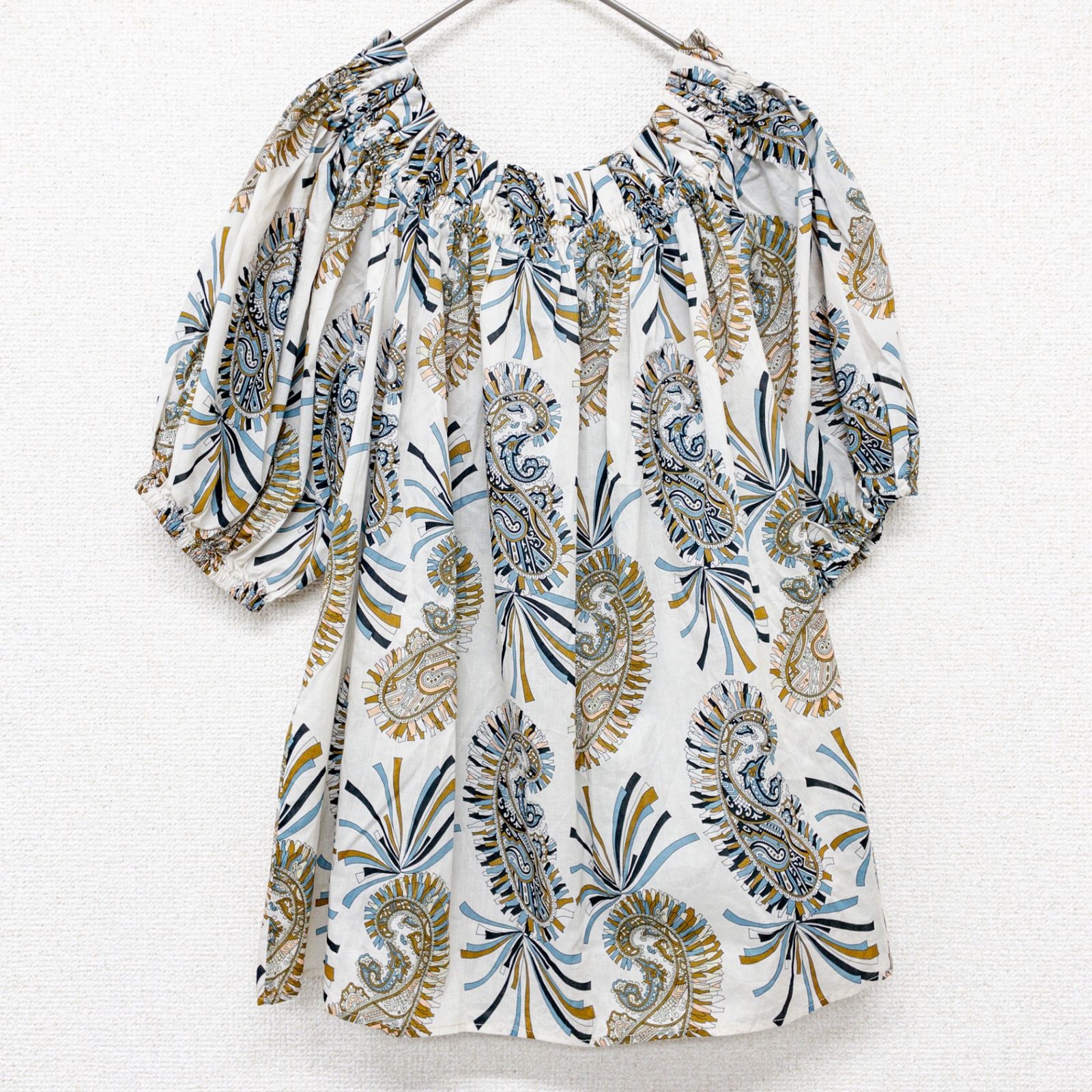 ETRO エトロ ブラウス パフスリーブ ギャザー ペイズリー柄 総柄 