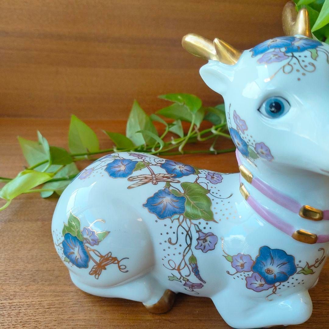 フランクリンミント バンビ 鹿 金彩 花模様 陶器 置物 フィギュリン 美