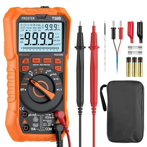Proster テスター デジタルマルチメーター 9999カウント 真の実効値 AC/DC電圧 AC/DC電流 抵抗 静電容量 周波数、デューティ比 温度 NCV(非接触電圧) ダイオード トランジスタ 連続性(沖縄・離島の方発送不可)) c239bbe2
