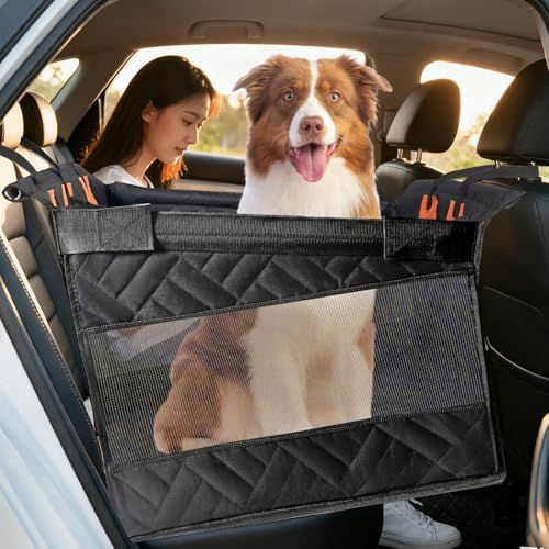 ペットドライブボックス 犬 ドライブシート 後部座席用 底板入り 車用ベッド 犬用ドライブベッド 中型犬 大型犬 車 シートカバー 折り畳み式 洗濯可 耐摩 落ち防止 汚れ防止 撥水 旅行用/お出かけに最適as afd3b9b2