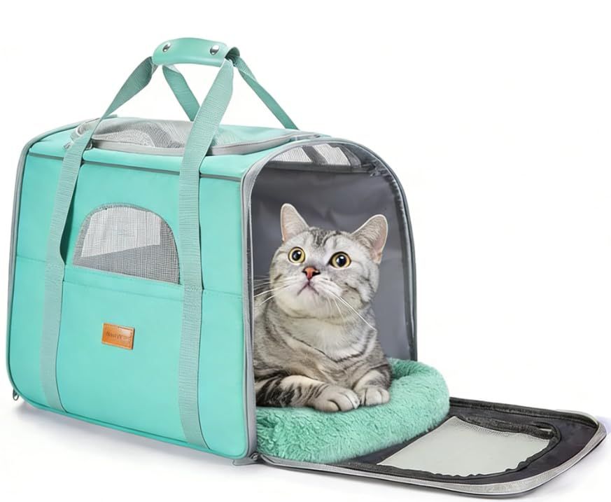 Morpilot ペットキャリー バッグ 4way ショルダー 中・大型猫・小型犬・うさぎ用 リュック 折りたたみ 変形しない 通気性 臭気がない 引っ掻き傷に強い 車載/ドライブ/キャンピング/旅行/通院/災害避難用 ペットバッグ (マット 7b394657