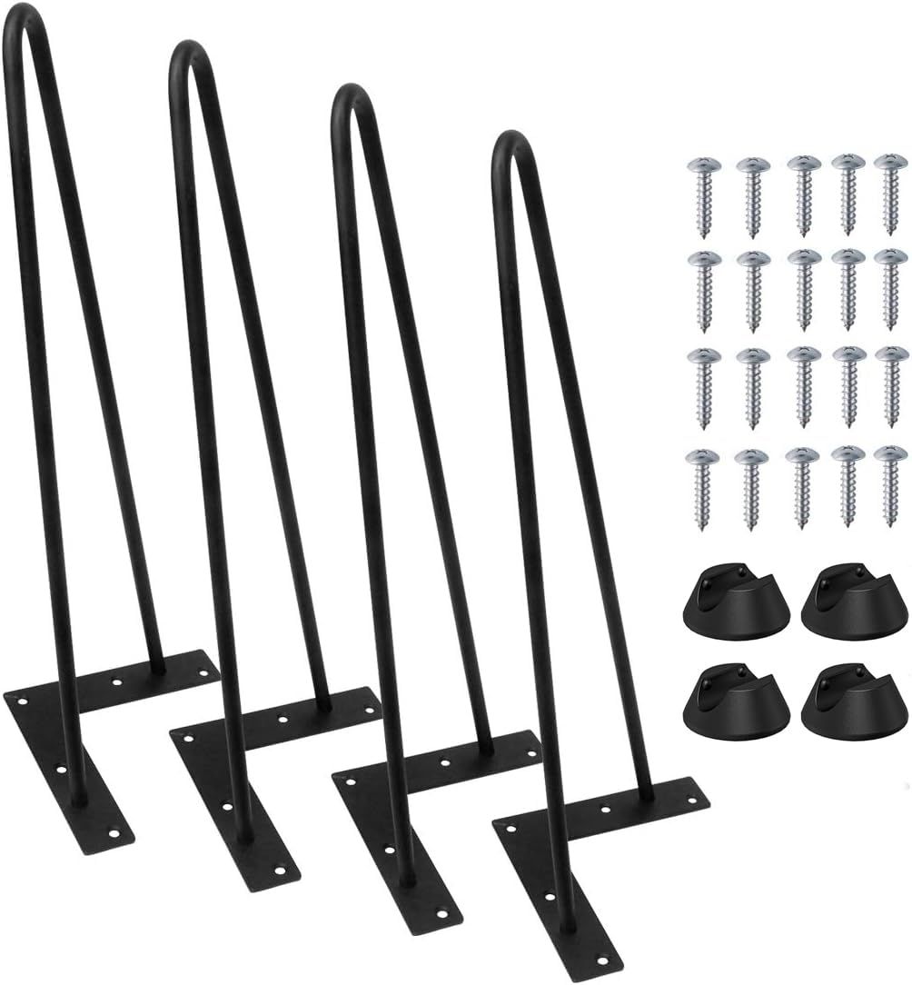 Signstek テーブル 脚 アイアンレッグ diy 机 脚 アイアンテーブル脚 4本セット 40cm デスク 家具の足 16インチ 机 足 パーツ 滑り防止 ブラックY a5716ece