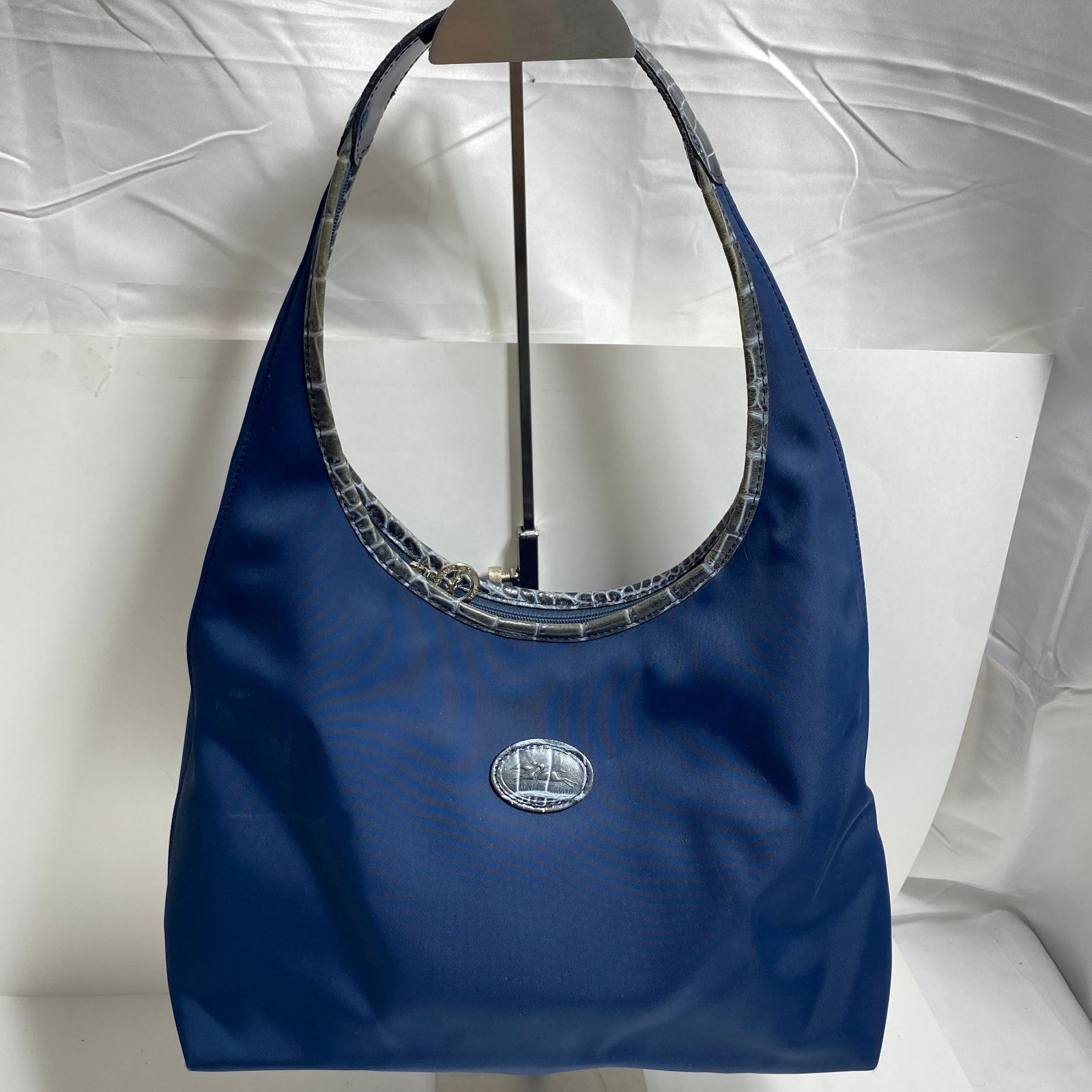 ロンシャン Longchamp ハンドバッグ ネイビー ワンショルダー 肩がけ 鞄 M