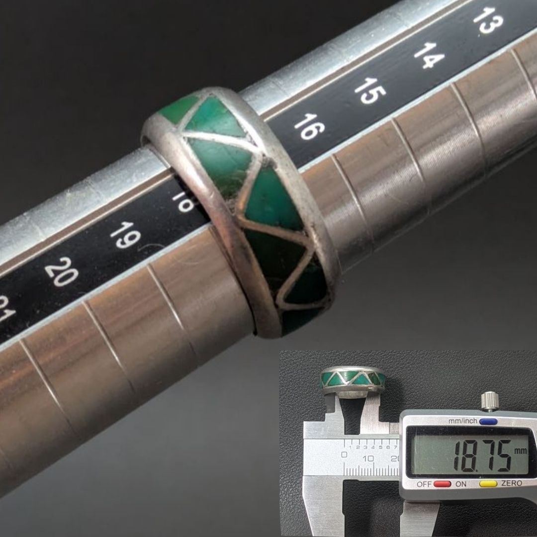 シルバー925 ターコイズ インレイ バンドリング 17号 ナバホ族Navajo
