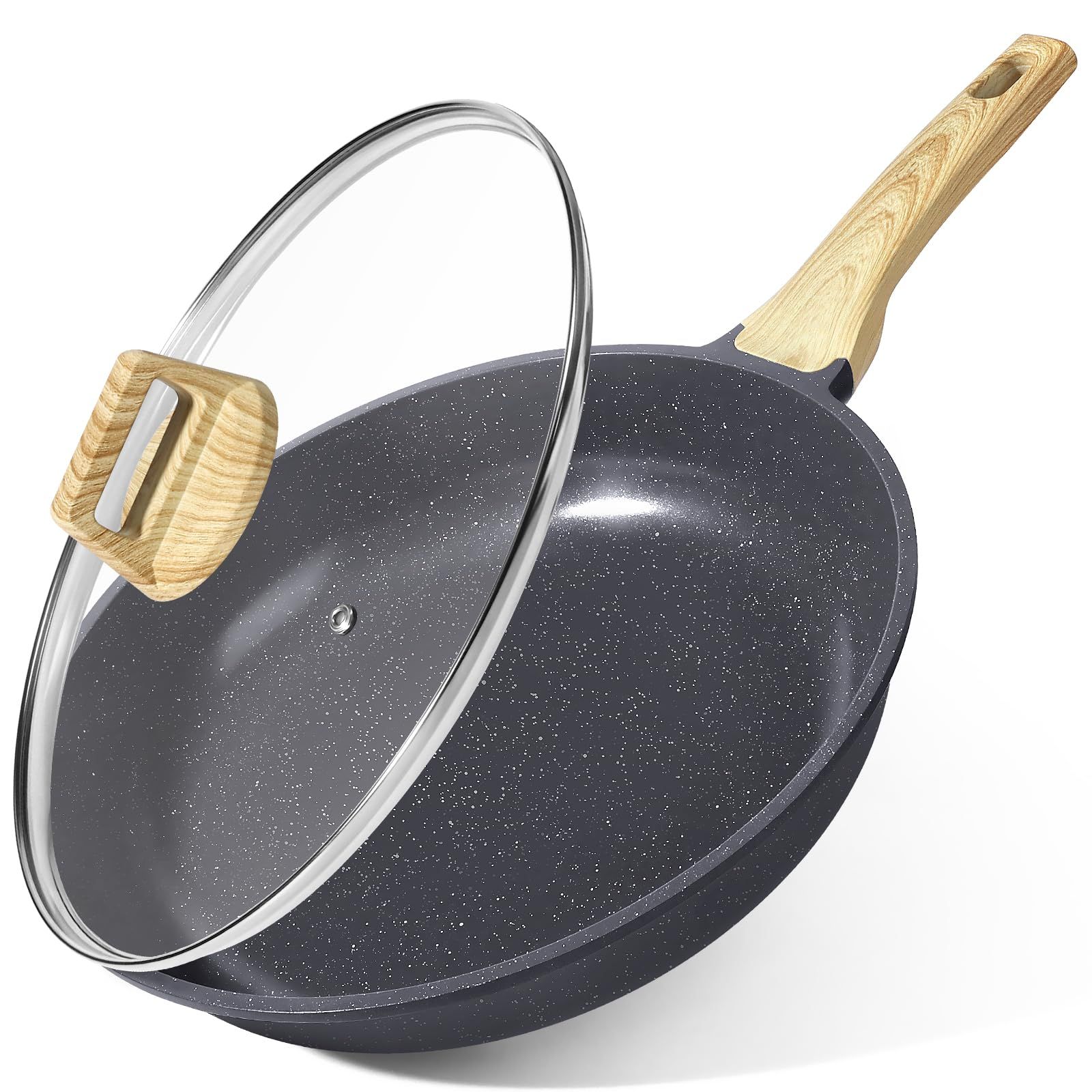 GiPP フライパン 28cm 蓋付き 食洗機対応 IH・ガス火対応 くっつきにくいフライパン 耐熱ハンドル付き セラミックコーティング 体に害のない お手入れ簡単 高熱効率 PTFE PFOA PFOS フリー【一年保証】グレーmn 80acea9e
