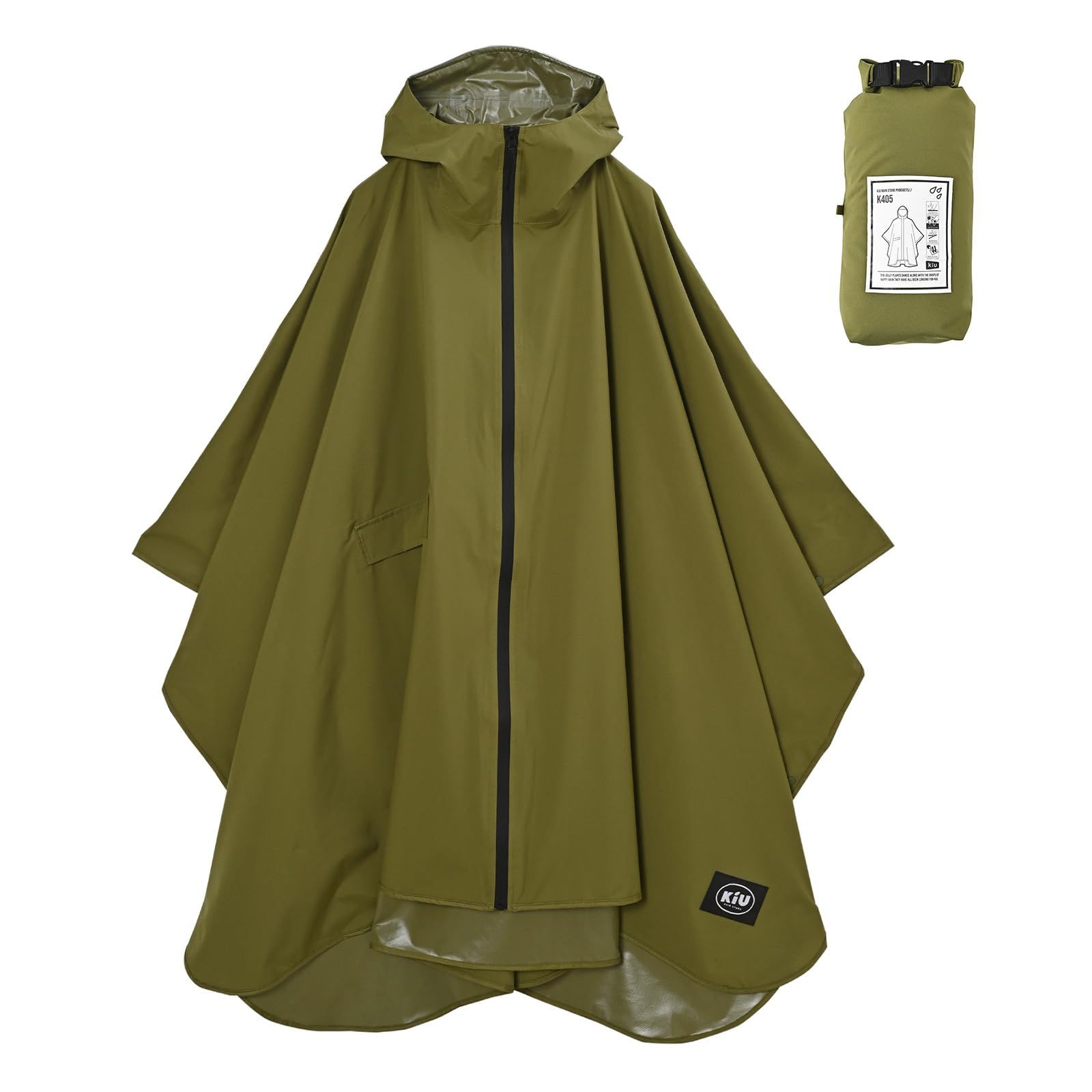 KiU キウ レインポンチョ 2ND RAIN PONCHO - 2ND 防水 撥水 はっ水 耐水 雨対策 大雨 台風 梅雨 レインコート ポンチョ 雨具 雨ガッパ 雨合羽 収納袋 ポケット おしゃれ かわいい 通勤 通学 自転車 アウトドア 1c1d6795