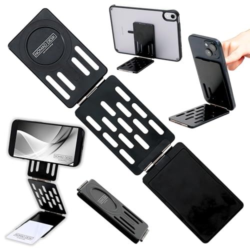 NOMAD DESK スマホスタンド MagSafe対応 8WAY 多機能 マルチスタンド カード型 3つ折り アルミニウム 新幹線 旅行 折り畳み式 旅行 軽量 カード1枚収納 カードケース ビデオ通話 iPhone 17 16 15 14 2c7a7203
