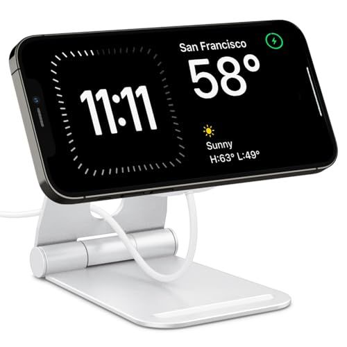 Spigen MagSafe スタンド iPhone15/14/13/12 シリーズ 15Wチャージャー対応 MagSafe充電器 用 角度 調節 可能 アルミ 滑り止め 安定 卓上 固定 折り畳み スリム Airpods/Airpods P 45d26f3b