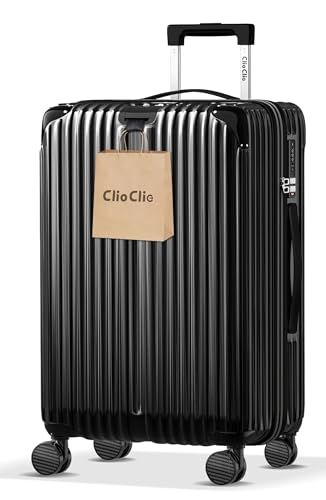 [ClioClio] スーツケース キャリーケース キャリーバッグ 拡張機能付 超軽量 静音 鏡面加工 【360度回転 & 取り外す可能】 ABS+PC 耐衝撃 防盗ファスナー TSAローク搭載 旅行 ビジネス 出張 (ブラック, Sサイズ/ 8974e915