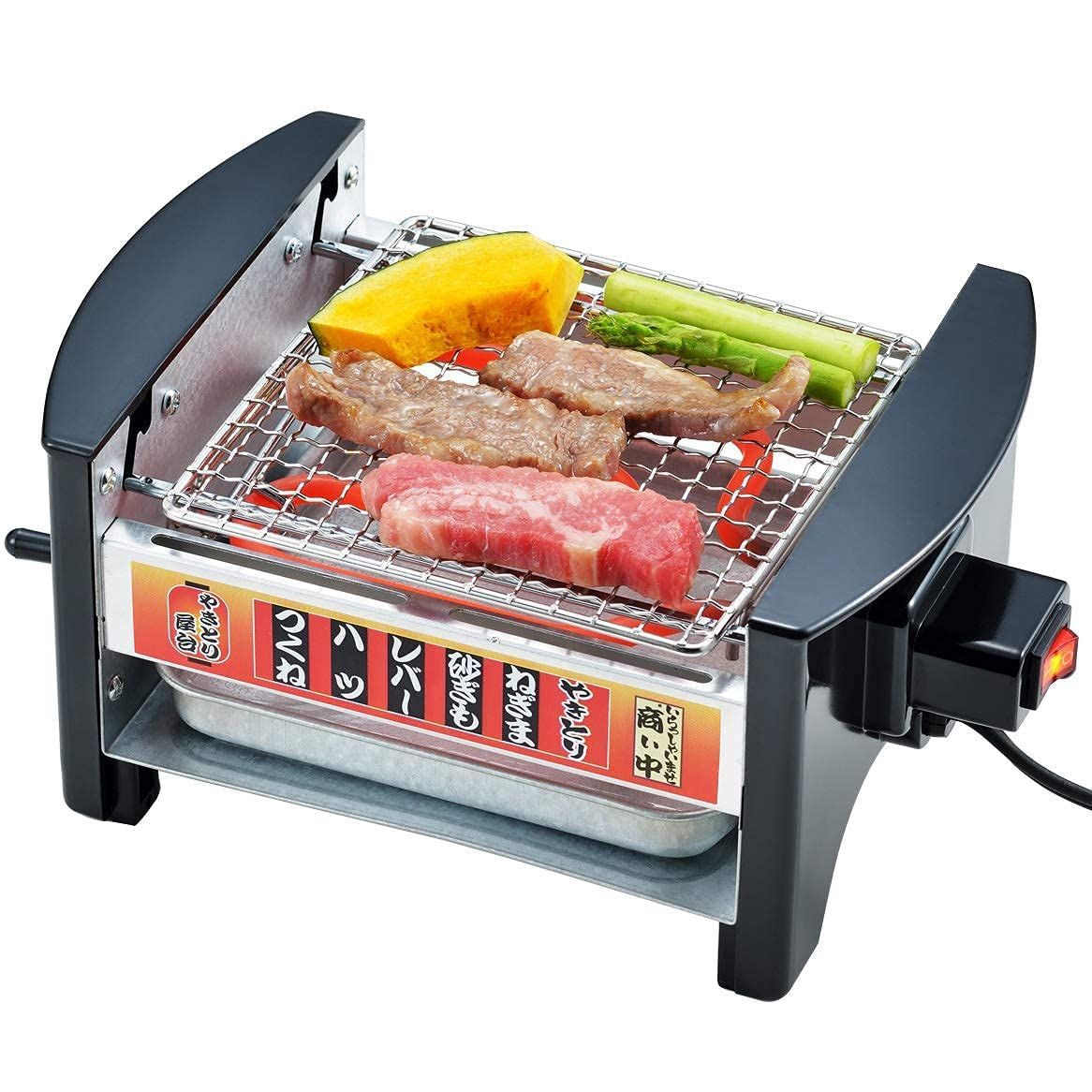 NEWやきとり屋台 焼肉用網付きセット 焼き鳥 焼肉 焼鳥コンロ 焼き台 金属 ブラックmn 26028ae9