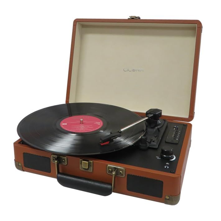 CICONIA レコードプレーヤー TE-1907 レトロ クラシカル (ブラウン) USBメモリー 多機能 SDカード 再生 ブルートゥース Bluetooth AUX IN OUT トランクケース型 3スピード オートストップts d6f3852a