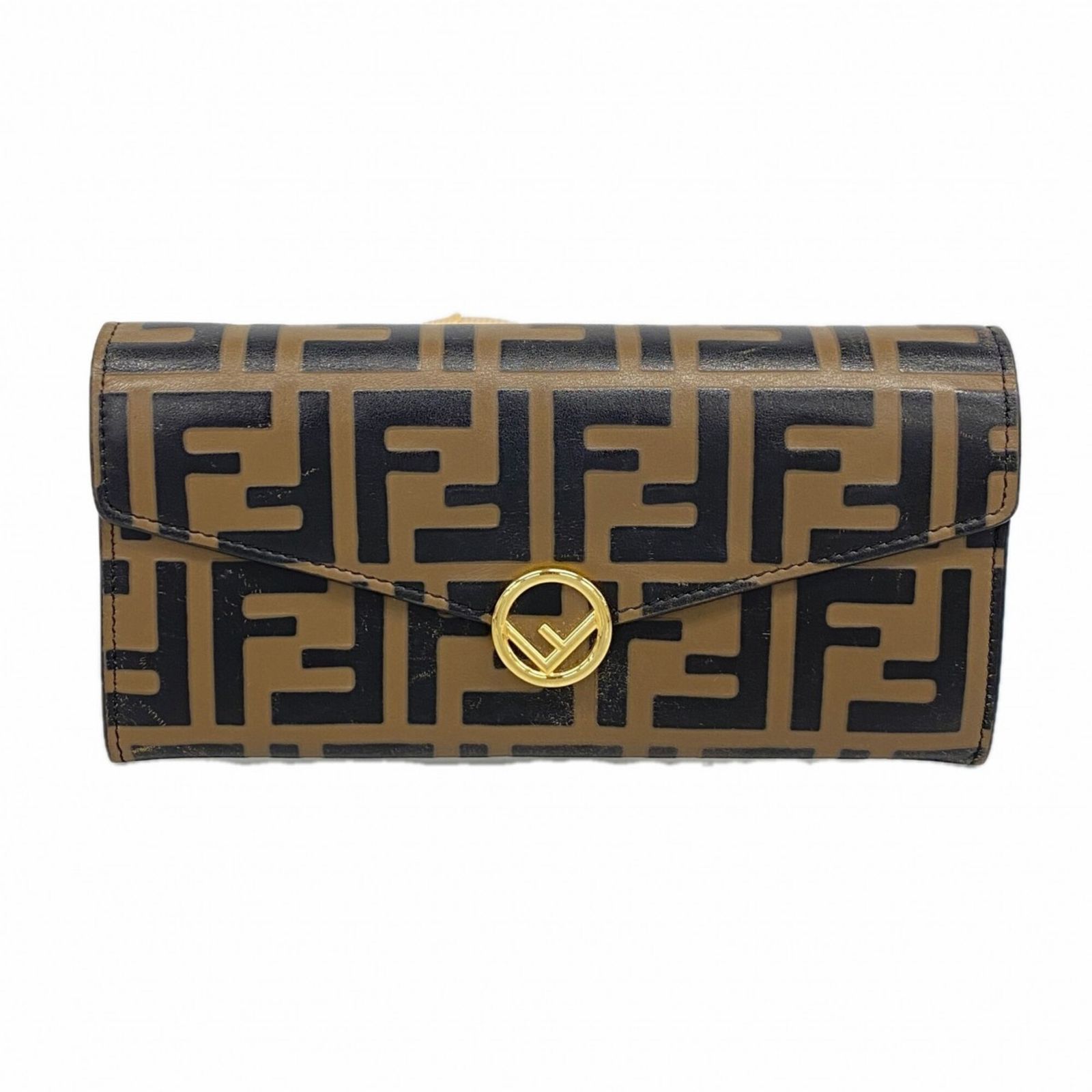 フェンディ(Fendi) フェンディ 長財布 ズッカ レザー ブラウン ブラック レディース