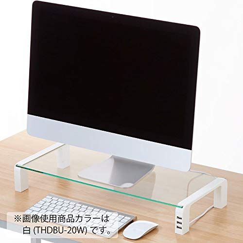 キングジム 机上台 デスクボード USBハブ付 ガラス天板 黒 THDBU-20Kas d5eca1b6