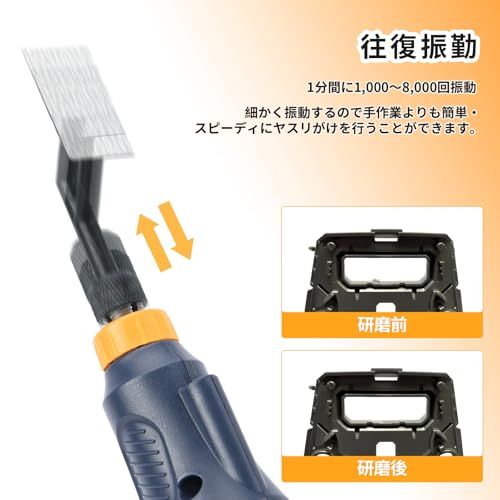 ストロークサンダー バッテリー式 LEDライト搭載 無段階調速 最大8000回/分 プラモデルヤスリセット 先端アーバー6種 ヤスリペーパー 5種計15枚 ヤスリ加工・仕上げ RSH-1000(ブルー) 国内発送 148a25a7