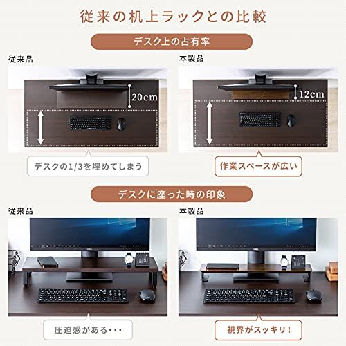 サンワダイレクト デスクシェルフ 机上台 サウンドバー 台 幅50×奥行12×高さ5cm 卓上 台 天然木×スチール 200-STN061as 5a69c10a