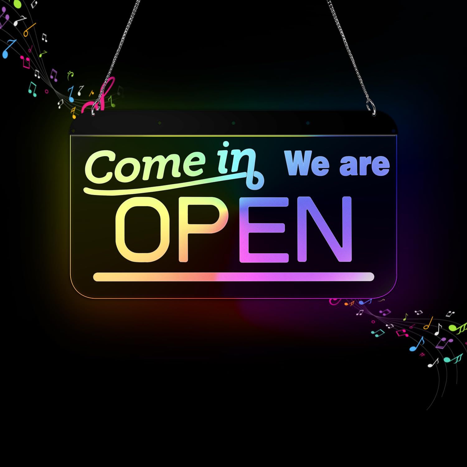 屋外 スマート ネオンサイン オープン Open看板 ledネオンライト RGBCW1600万色 無段階調光調色 Come In We Are Open 営業中 PRボード APP/リモコン/USB操作 3way制御 IP65高防水 明るい 1a69cb71