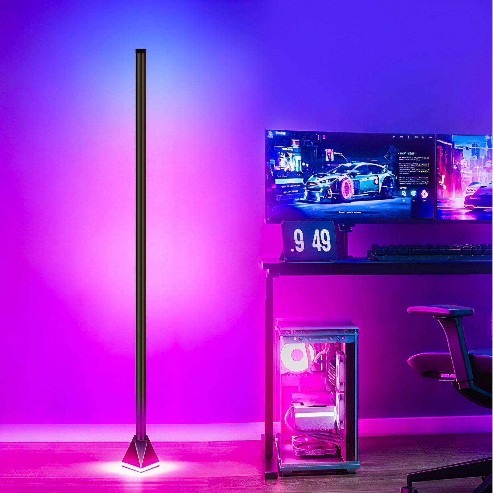 フロアライトコーナー RGB 間接照明 スタンドライト音楽に合わせて光る おしゃれな雰囲気ライト ルームライト アプリ＆リモコン操作 調光・調色 タイマー付き コンセント式 寝室・リビング・ゲーム部屋に最適 インテリア照明 国内発送 06616aaa
