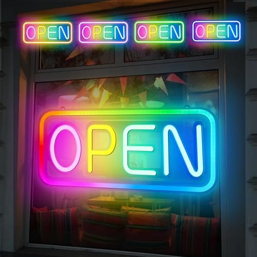 OPEN RGB ネオンサイン オープン LED ネオンライト 10種類 4モード 調光可能 リモコン付属 壁掛け 雰囲気作り ネオン看板 インテリア 店舗装飾 お店看板 おしゃれ かわいい バー カフェ 喫茶店 居酒屋 レストラン 誕生日 3b734a10