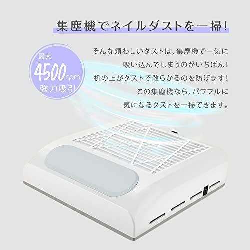 ミニット ネイルダストコレクター 集塵機 ネイルダストクリーナー セルフネイル ジェルネイル ネイルオフ ネイルケア 強力吸引 80W 4500rpm回転数 ネイルマシン フィルター付き ダストバッグ不要 12ヶ月 (ピンク)as f03b7497