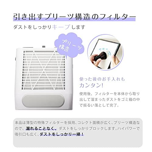 ミニット ネイルダストコレクター 集塵機 ネイルダストクリーナー セルフネイル ジェルネイル ネイルオフ ネイルケア 強力吸引 80W 4500rpm回転数 ネイルマシン フィルター付き ダストバッグ不要 12ヶ月 (ピンク)as f03b7497