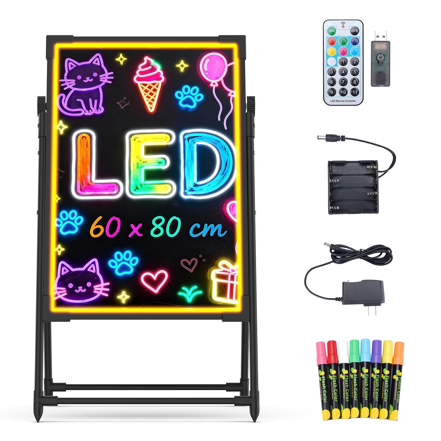 Falala 看板 led 電光掲示板 60x80cm スタンド 立て 壁掛け式?用 手書き 8色マーカー 7色点滅モード DIYメッセージ ネオン 蛍光板 光る 店舗用 宣伝効果 目立つ a型看板 国内発送 274f5ca7 Falala 看板 led 電光掲示板 60x80cm スタンド 立て 壁掛け式?用 手書き 8色マーカー 7色点滅モード DIYメッセージ ネオン 蛍光板 光る 店舗用 宣伝効果 目立つ a型看板 国内発送 274f5ca7