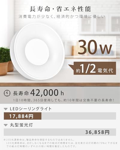 [禄越] シーリングライト LED ライト 6畳 照明器具 30W 間接照明 12段階 調光 調色 リモコン付き 常夜灯 消灯タイマー ledシーリングライト 省エネ 節電 簡単取付 おしゃれ 和室 洋室 部屋 キッチン 天井照明 電気 リビ ee7e88d7