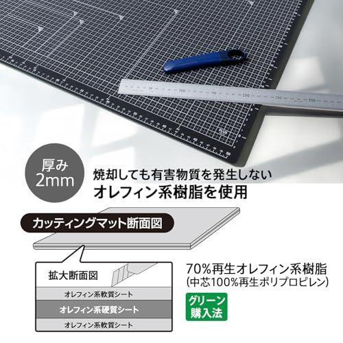 プラス カッターマット カッティングマット 両面 A2? 450×600mm ブラック CS-A2? 36-999as 38dd1dcb