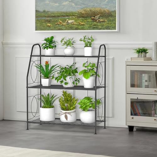 VyGrow 植物スタンド 3段植物棚 屋内屋外用 高耐久 金属製 植物スタンド ホルダーラック リビングルーム バルコニー 庭用as e087b23e