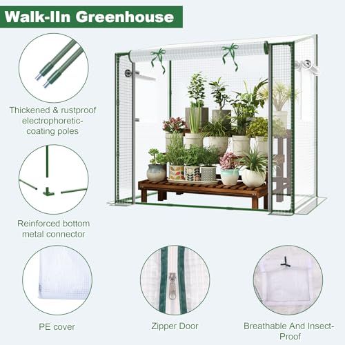 ビニールハウス ミニ温室 小型 120cm（長さ）×80cm（幅）×120cm（高さ）防寒カバー 植物 育苗 簡易温室 観葉植物 室外飼育 家庭菜園 温室棚as a648f8a8